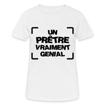 Prêtre / Pretre / Curé / Catho / Catholique - T-shirt respirant Femme - blanc - Devant - AI Model Female 172 dark (172cm)