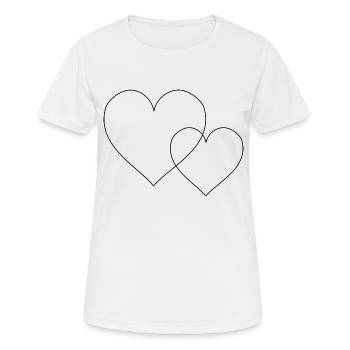 Hearts, 2 hearts, plain black - Women's Breathable T-Shirt - white - Front - AI Model Female 172 dark (172cm)