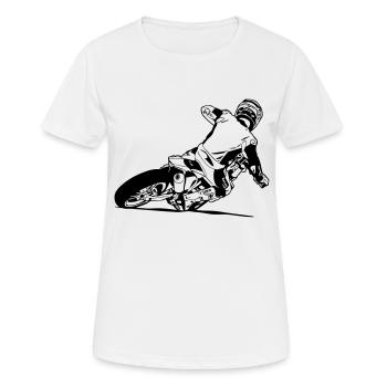 Supermoto - Frauen T-Shirt atmungsaktiv - Weiß - Vorne - AI Model Female 172 dark (172cm)
