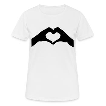 Herz mit zwei Händen - Frauen T-Shirt atmungsaktiv - Weiß - Vorne - AI Model Female 172 dark (172cm)