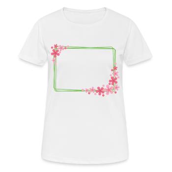 Rahmen mit Blumen - Frauen T-Shirt atmungsaktiv - Weiß - Vorne - AI Model Female 172 dark (172cm)