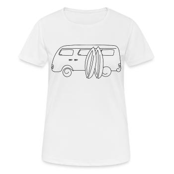 Camionnette rétro avec planches de surf - T-shirt respirant Femme - blanc - Devant - AI Model Female 172 dark (172cm)