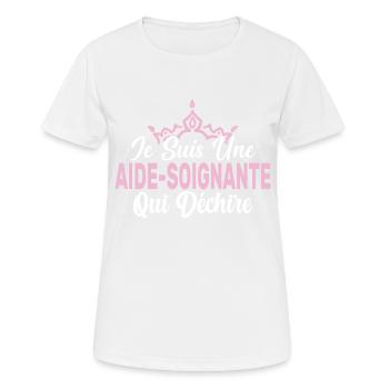 Je Suis Une Aide Soignante Qui Déchire Cadeau - T-shirt respirant Femme - blanc - Devant - AI Model Female 172 dark (172cm)