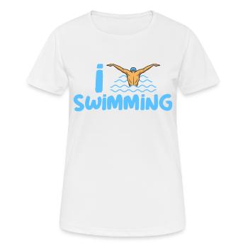 Ich liebe Schwimmen, ich liebe Schwimmen, Pool, Schwimmen - Frauen T-Shirt atmungsaktiv - Weiß - Vorne - AI Model Female 172 dark (172cm)