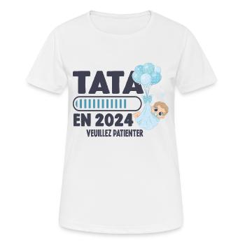 Annonce Grossesse Originale Future Tata En 2024 - T-shirt respirant Femme - blanc - Devant - AI Model Female 172 dark (172cm)