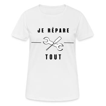 Je répare tout - T-shirt respirant Femme - blanc - Devant - AI Model Female 172 dark (172cm)