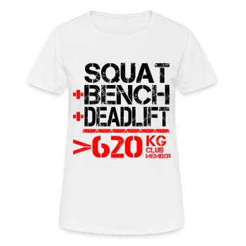 Powerlifting 620 kg Club Member - Women's Breathable T-Shirt - white - Front - AI Model Female 172 dark (172cm)
