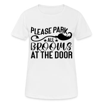 Veuillez garer tous les balais à la porte - T-shirt respirant Femme - blanc - Devant - AI Model Female 172 dark (172cm)