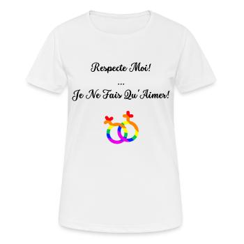 Je ne fais qu'aimer - T-shirt respirant Femme - blanc - Devant - AI Model Female 172 dark (172cm)