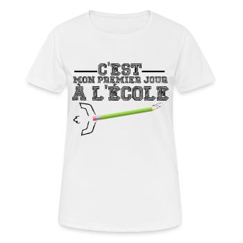 c'est mon premier jour à l'école - T-shirt respirant Femme - blanc - Devant - AI Model Female 172 dark (172cm)