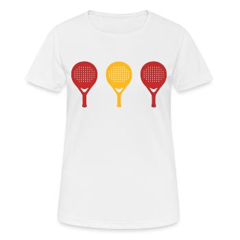 PADEL ROT GELB ROT - Frauen T-Shirt atmungsaktiv - Weiß - Vorne - AI Model Female 172 dark (172cm)
