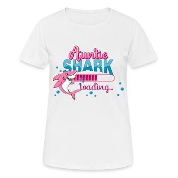 Tante Shark invite... Annonce de grossesse bébé - T-shirt respirant Femme - blanc - Devant - AI Model Female 172 dark (172cm)