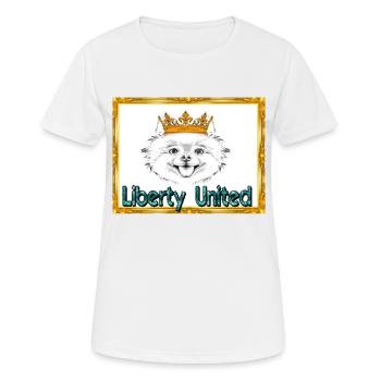 Zwergspitz, Liberty united, Asseccoires, Pullover - Frauen T-Shirt atmungsaktiv - Weiß - Vorne - AI Model Female 172 dark (172cm)