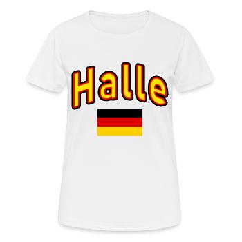 Halle deutschland flagge - Frauen T-Shirt atmungsaktiv - Weiß - Vorne - AI Model Female 172 dark (172cm)