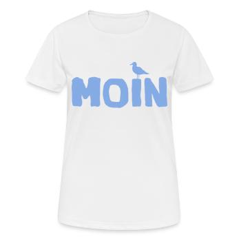 Moin die Möwe - Frauen T-Shirt atmungsaktiv - Weiß - Vorne - AI Model Female 172 dark (172cm)