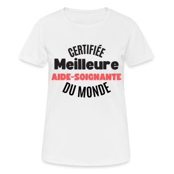 certifiée meilleure aide soignante du monde - T-shirt respirant Femme - blanc - Devant - AI Model Female 172 dark (172cm)