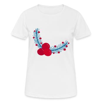 Feuilles et baies de houx de Noël1 - T-shirt respirant Femme - blanc - Devant - AI Model Female 172 dark (172cm)