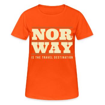 Norway - Travel Destination - Women's Breathable T-Shirt - neon orange - Front - AI Model Female 172 dark (172cm)