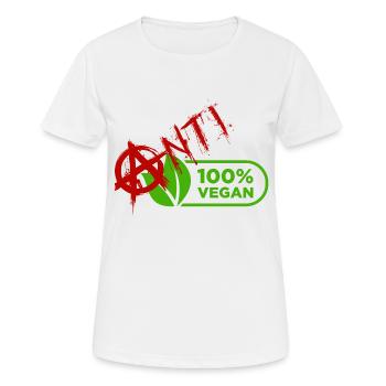 100% Anti Vegan - Frauen T-Shirt atmungsaktiv - Weiß - Vorne - AI Model Female 172 dark (172cm)