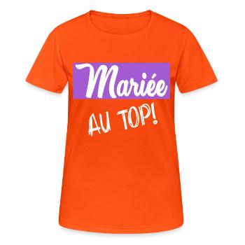 Bachelorette party. WEDDING - Women's Breathable T-Shirt - neon orange - Front - AI Model Female 172 dark (172cm)