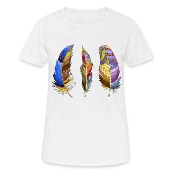 Feder - Frauen T-Shirt atmungsaktiv - Weiß - Vorne - AI Model Female 172 dark (172cm)