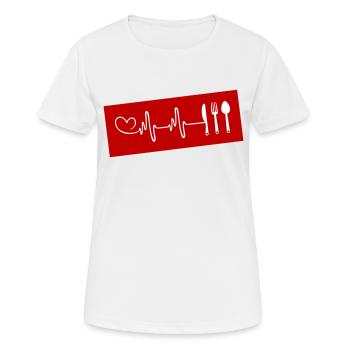 Fourchette Couverts Heartbeat - T-shirt respirant Femme - blanc - Devant - AI Model Female 172 dark (172cm)
