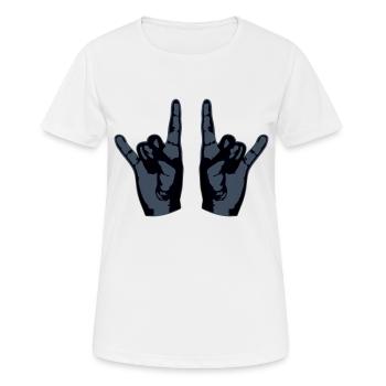 Heavy Metal Hard Rock Musik Hörner Handgeste Logo - Frauen T-Shirt atmungsaktiv - Weiß - Vorne - AI Model Female 172 dark (172cm)