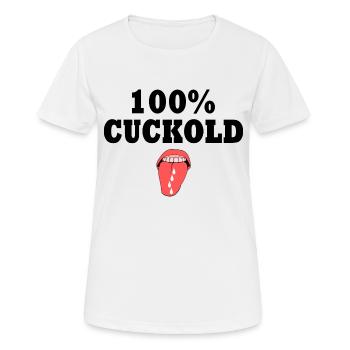 Cuckold - Frauen T-Shirt atmungsaktiv - Weiß - Vorne - AI Model Female 172 dark (172cm)