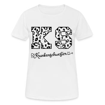 Krankenschwester Leopard Muster Buchstaben KS - Frauen T-Shirt atmungsaktiv - Weiß - Vorne - AI Model Female 172 dark (172cm)