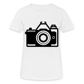 Appareil photo - T-shirt respirant Femme - blanc - Devant - AI Model Female 172 dark (172cm)