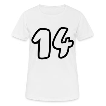 14 - Frauen T-Shirt atmungsaktiv - Weiß - Vorne - AI Model Female 172 dark (172cm)
