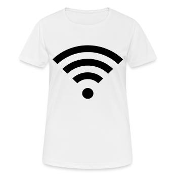 WIFI-WLAN - Frauen T-Shirt atmungsaktiv - Weiß - Vorne - AI Model Female 172 dark (172cm)
