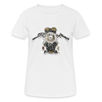 Triumph Motorrad - Frauen T-Shirt atmungsaktiv - Weiß - Vorne - AI Model Female 172 dark (172cm)