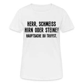 Herr schmeiß Hirn Steine Gott Treffer Genie Wurf - Frauen T-Shirt atmungsaktiv - Weiß - Vorne - AI Model Female 172 dark (172cm)