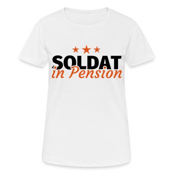 Soldat in Pension Ruhestand Rente - Frauen T-Shirt atmungsaktiv - Weiß - Vorne - AI Model Female 172 dark (172cm)