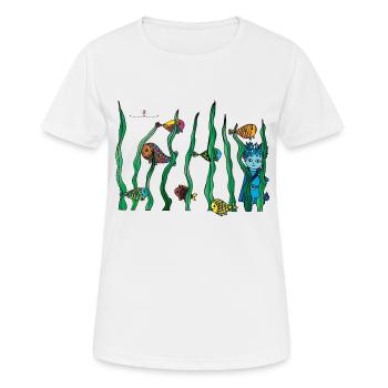 Udus avec le poisson dans l'eau - T-shirt respirant Femme - blanc - Devant - AI Model Female 172 dark (172cm)