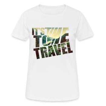 it's time to travel - T-shirt respirant Femme - blanc - Devant - AI Model Female 172 dark (172cm)