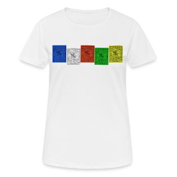 Nepal,Gebetsfahnen - Frauen T-Shirt atmungsaktiv - Weiß - Vorne - AI Model Female 172 dark (172cm)