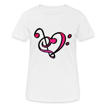 Herz Musik Schlüssel Liebe - Frauen T-Shirt atmungsaktiv - Weiß - Vorne - AI Model Female 172 dark (172cm)