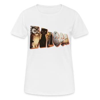 wicca schriftzug eule katze besen - Frauen T-Shirt atmungsaktiv - Weiß - Vorne - AI Model Female 172 dark (172cm)