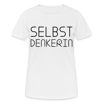 Statement SELBSTDENKERIN Typografie 1 - Frauen T-Shirt atmungsaktiv - Weiß - Vorne - AI Model Female 172 dark (172cm)