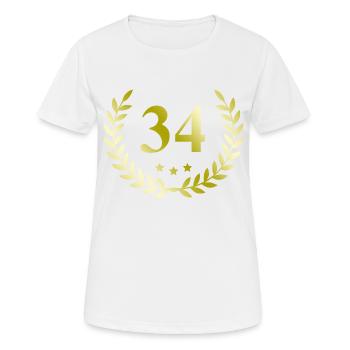 34 Zahl Kranz - Frauen T-Shirt atmungsaktiv - Weiß - Vorne - AI Model Female 172 dark (172cm)