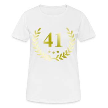 41 Zahl Kranz - Frauen T-Shirt atmungsaktiv - Weiß - Vorne - AI Model Female 172 dark (172cm)
