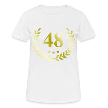 48 Zahl Kranz - Frauen T-Shirt atmungsaktiv - Weiß - Vorne - AI Model Female 172 dark (172cm)