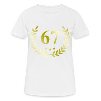 67 Zahl Kranz - Frauen T-Shirt atmungsaktiv - Weiß - Vorne - AI Model Female 172 dark (172cm)