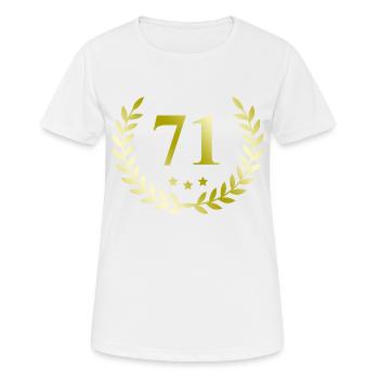 71 Zahl Kranz - Frauen T-Shirt atmungsaktiv - Weiß - Vorne - AI Model Female 172 dark (172cm)