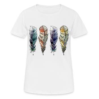 Feder - Frauen T-Shirt atmungsaktiv - Weiß - Vorne - AI Model Female 172 dark (172cm)