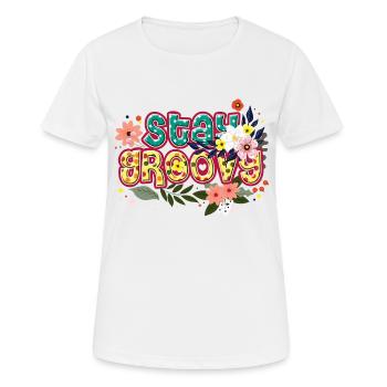 Stay Groovy hippie peace design - Frauen T-Shirt atmungsaktiv - Weiß - Vorne - AI Model Female 172 dark (172cm)