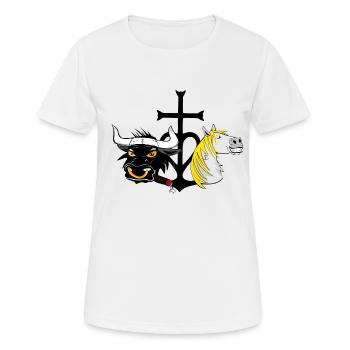 Taureau et Cheval Camargue - T-shirt respirant Femme - blanc - Devant - AI Model Female 172 dark (172cm)