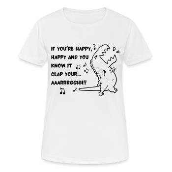 T REX CLAP MAIN - T-shirt respirant Femme - blanc - Devant - AI Model Female 172 dark (172cm)